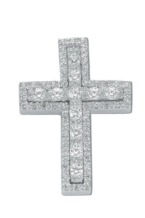 Silver Fancy Cubic Zirconia Cross - 8.3g