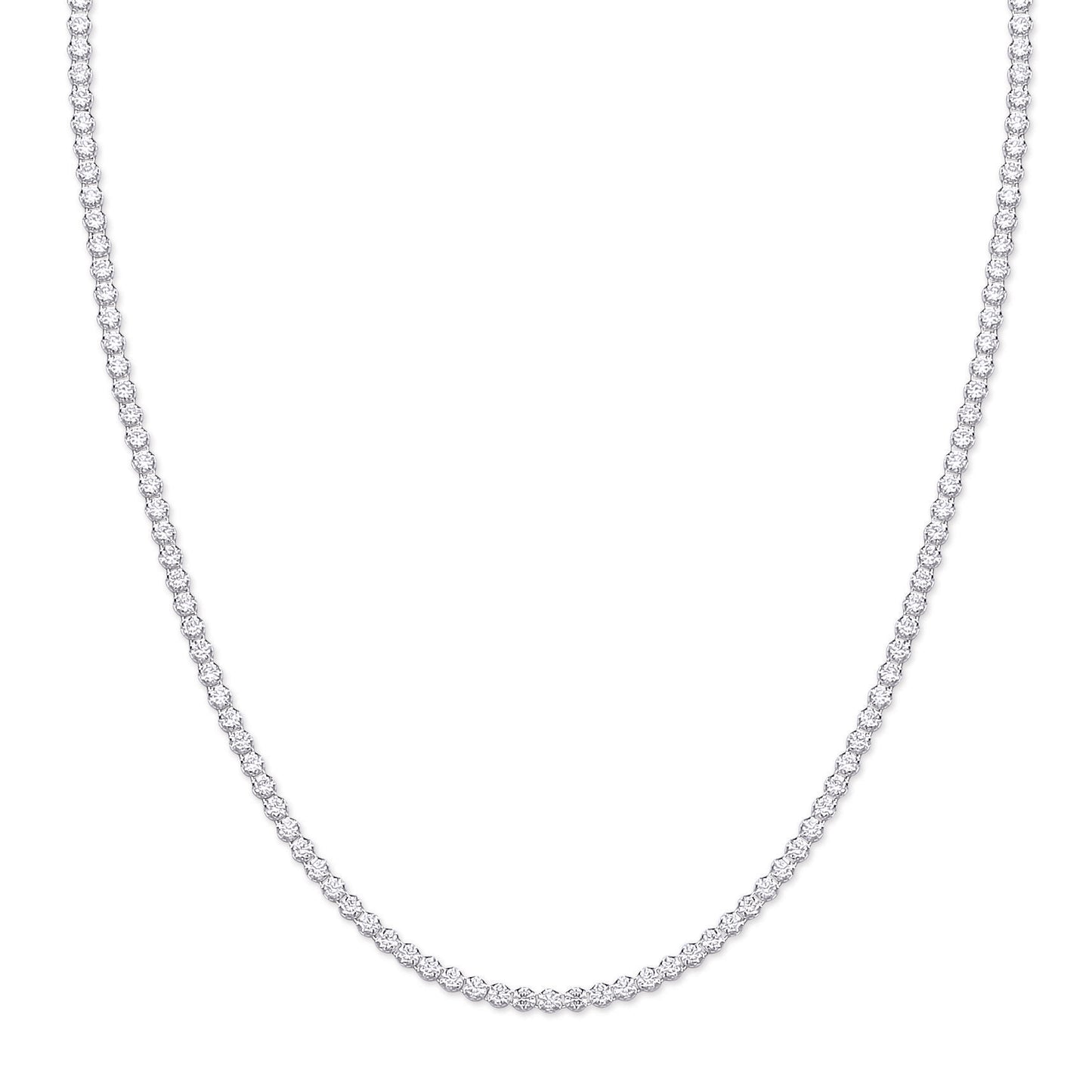 Silver 2.4mm 17" Tennis Cubic Zirconia Chain