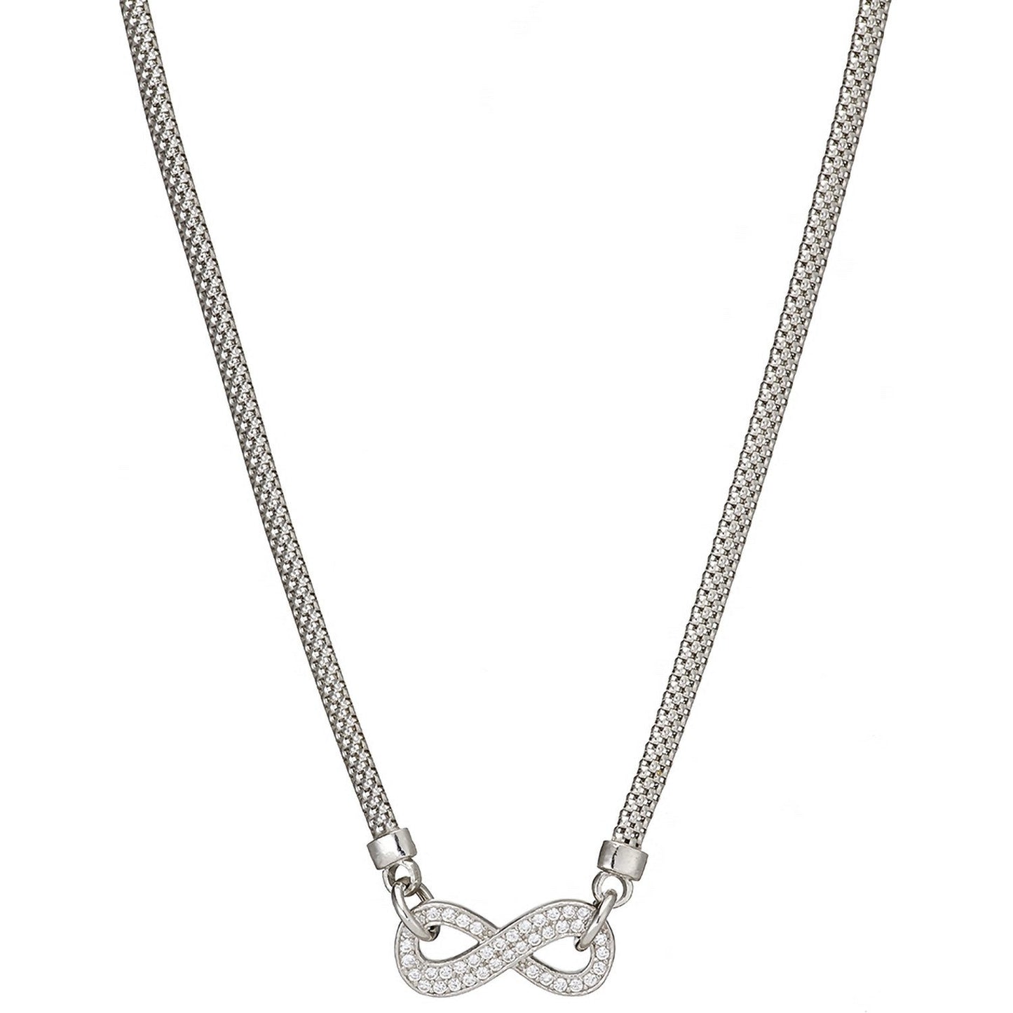 Silver Infinity Cubic Zirconia Pendant Chain 17"/Bracelet 7"