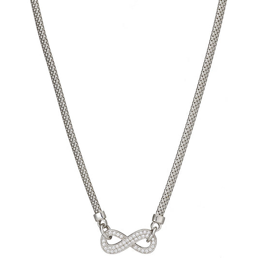 Silver Infinity Cubic Zirconia Pendant Chain 17"/Bracelet 7"