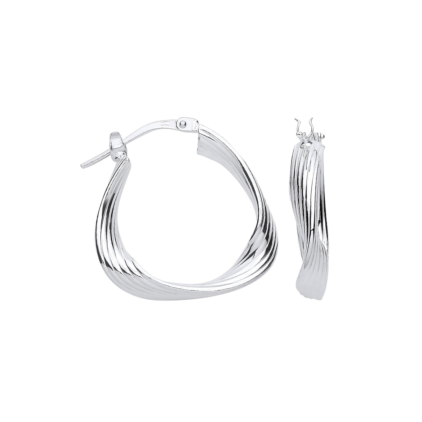 Silver Triangle 21mm Twisted Hoop Earrings