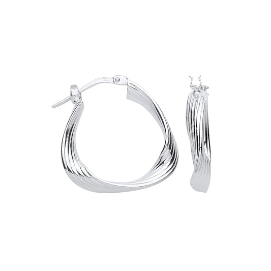 Silver Triangle 21mm Twisted Hoop Earrings