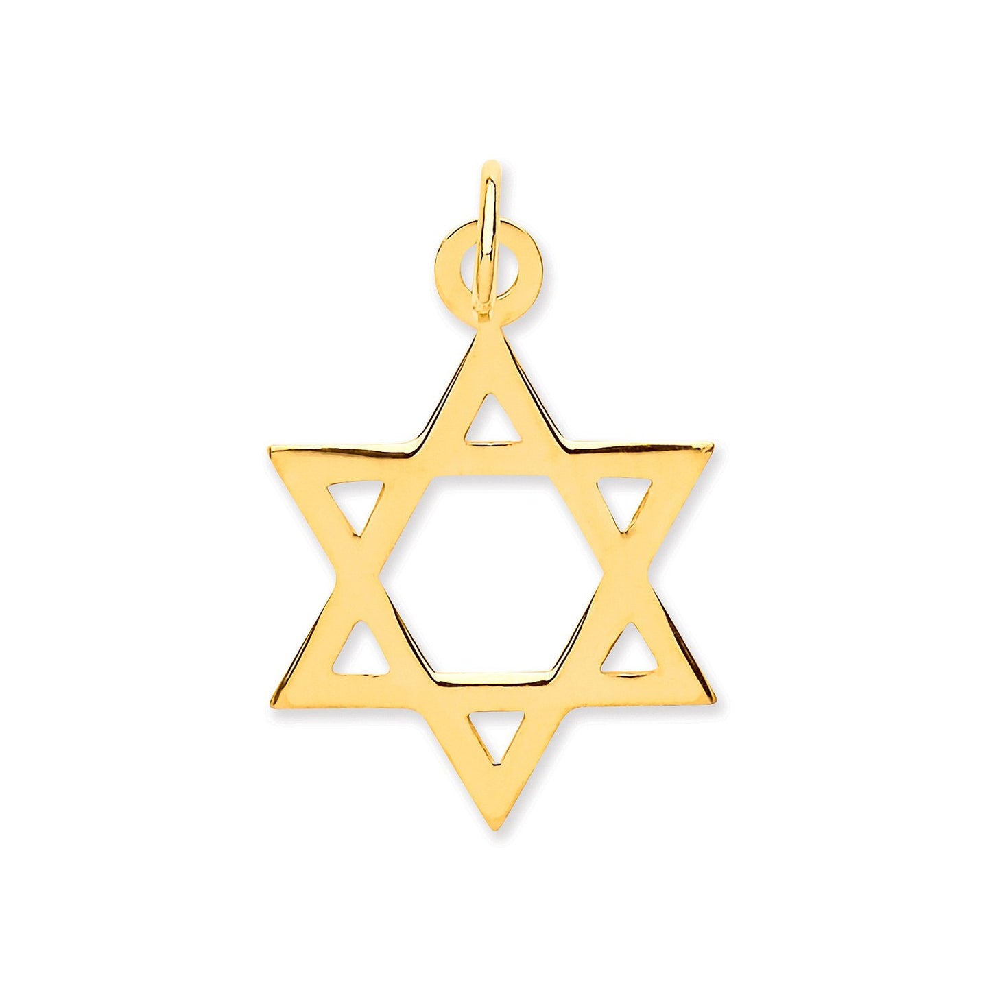 Yellow Gold Star of David Pendant - 16.2mm