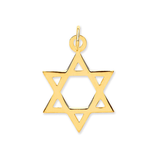 Yellow Gold Star of David Pendant - 16.2mm