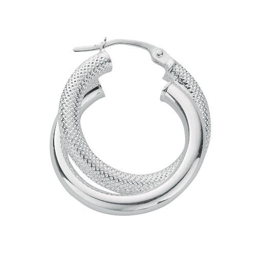 Silver Double Hoop Earrings - 22.5mm