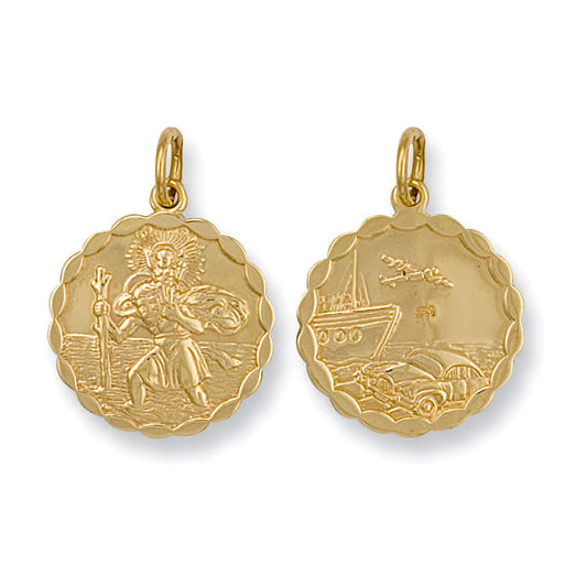 Yellow Gold Double Sided Fancy St. Christopher Pendant - 3.9g