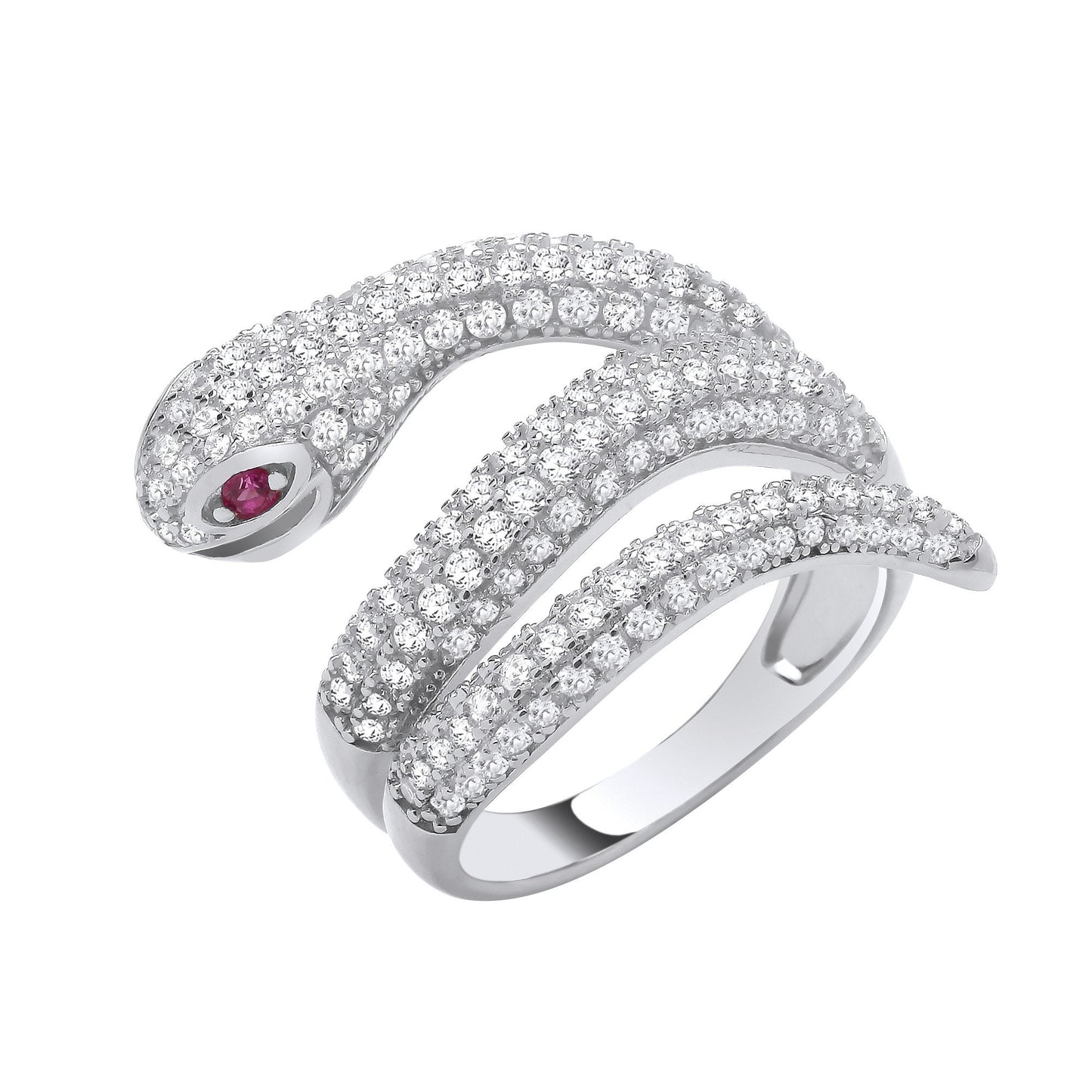Silver Cubic Zirconia Snake Ring