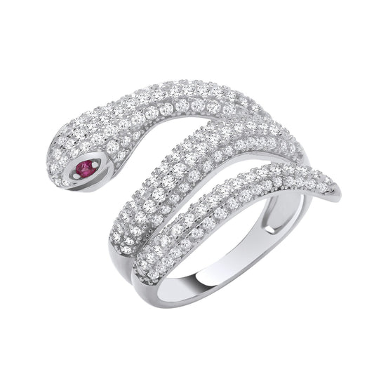 Silver Cubic Zirconia Snake Ring