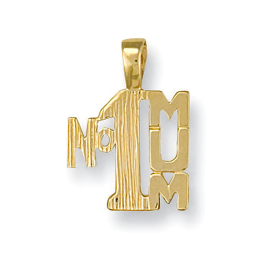 Yellow Gold No:1 Mum Pendant - 16.3mm