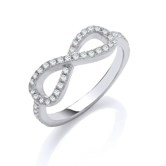 Silver Cubic Zirconia Infinity Symbol Ring
