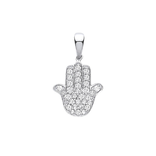 9ct White Gold 0.18ct Diamonds Hamsa Pendant