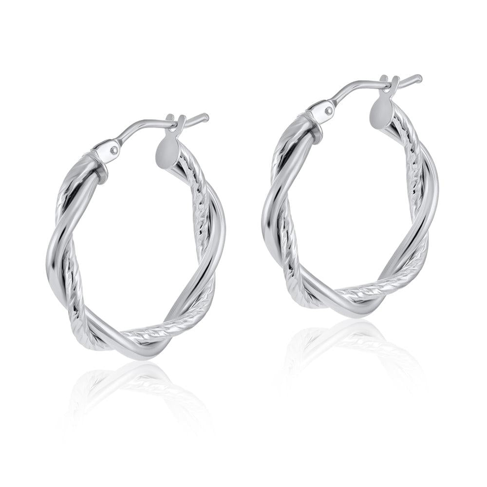 White Gold 20mm Twist Hoop
