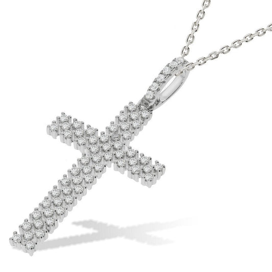 Micro Pave Multi Row Cubic Zirconia Cross with Chain