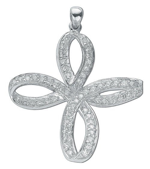 Silver Fancy Cubic Zirconia Cross - 9.0g (HNN-AEDD6E)