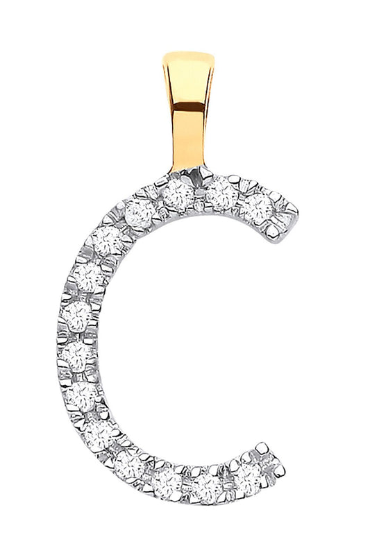 9ct Yellow Gold 0.05ct Diamond C Initial