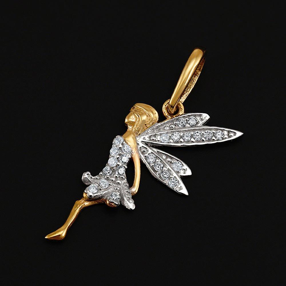 Yellow Gold Cubic Zirconia Fairy Pendant