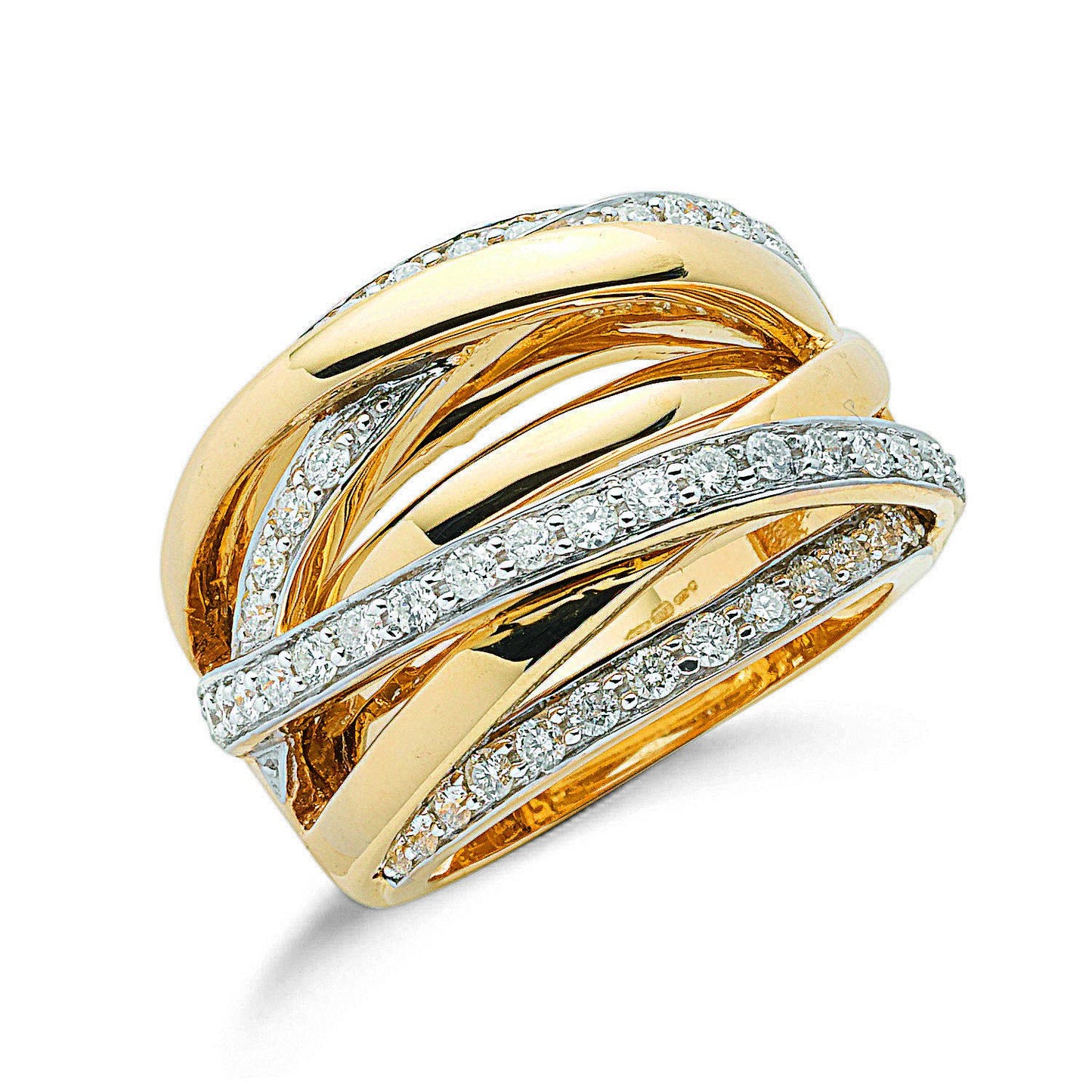 9ct Yellow Gold 1.00ctw Diamond Crossover Ring