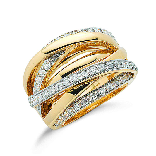 9ct Yellow Gold 1.00ctw Diamond Crossover Ring