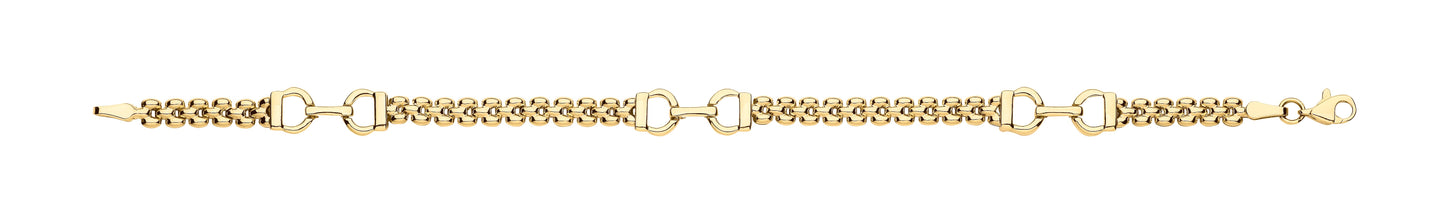 Yellow Gold Panther 3 Row Fancy Ladies Bracelet