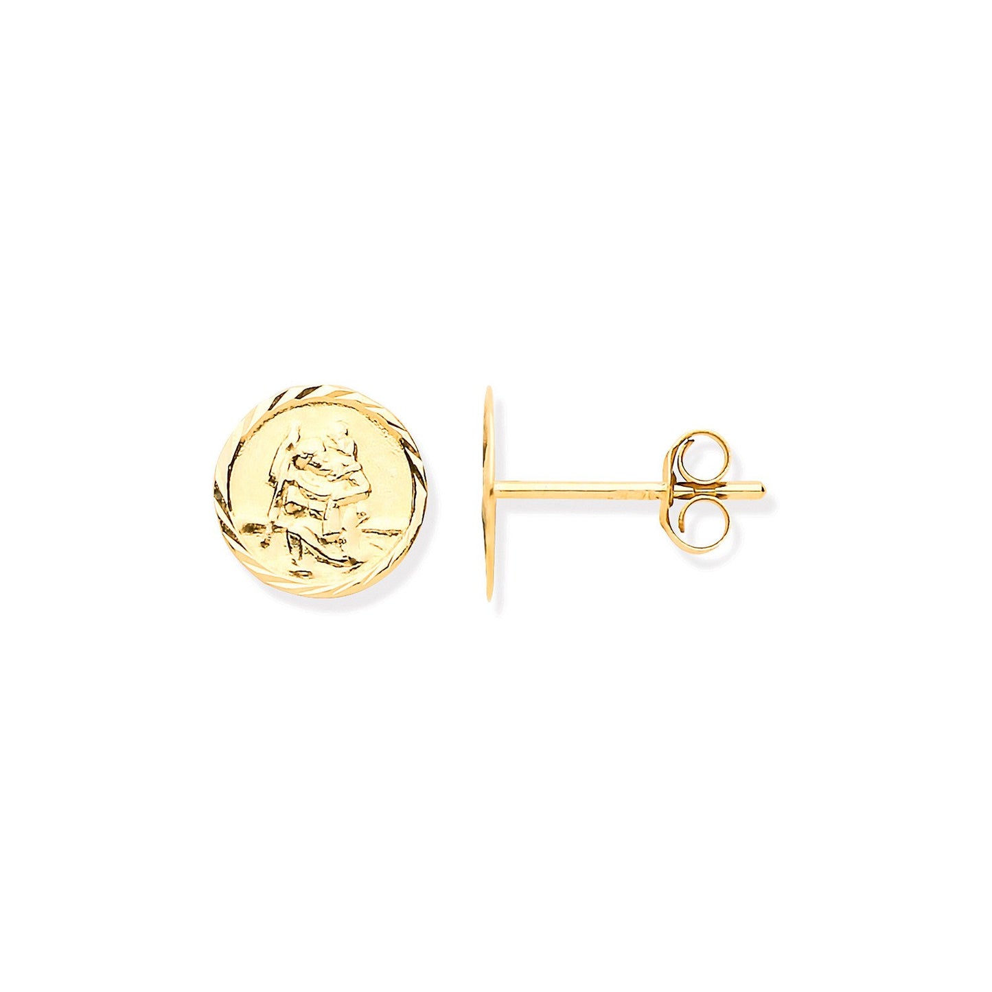 9ct Yellow Gold 6.6mm St. Christopher Studs