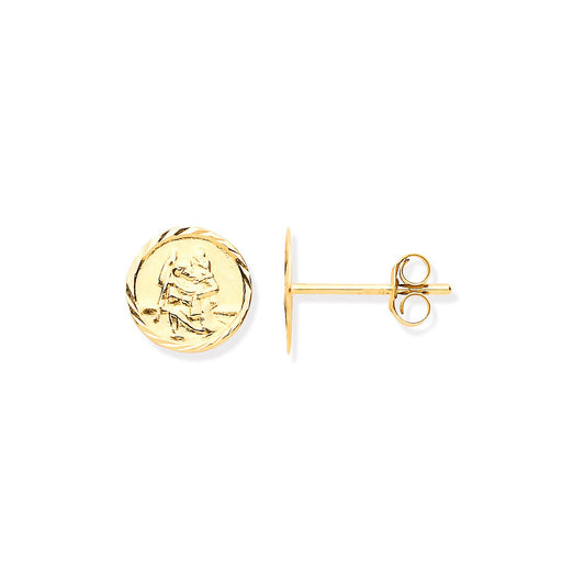 9ct Yellow Gold 6.6mm St. Christopher Studs