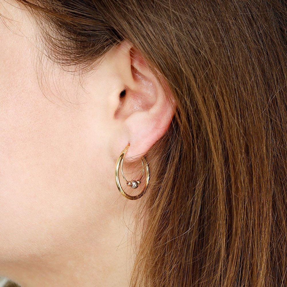 Yellow, White & Rose Gold 25mm Fancy Hoop Earrings