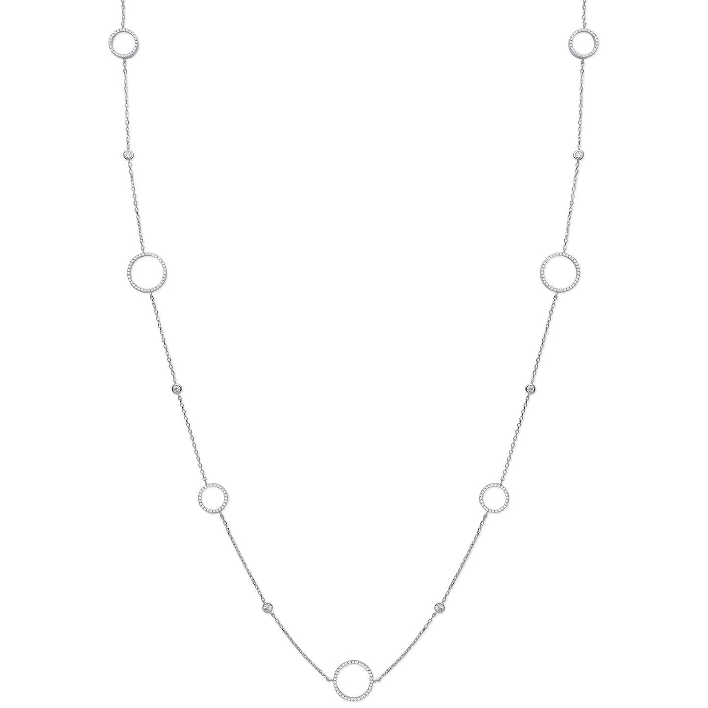 Silver Cubic Zirconia Circle of Life 36" (91cm) Necklace