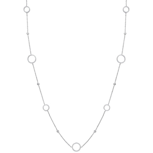 Silver Cubic Zirconia Circle of Life 36" (91cm) Necklace