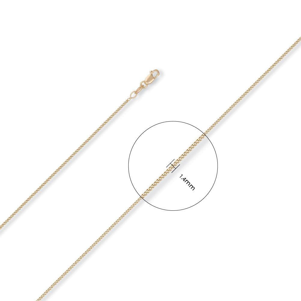 18ct Yellow Gold 1.4mm Curb Chain