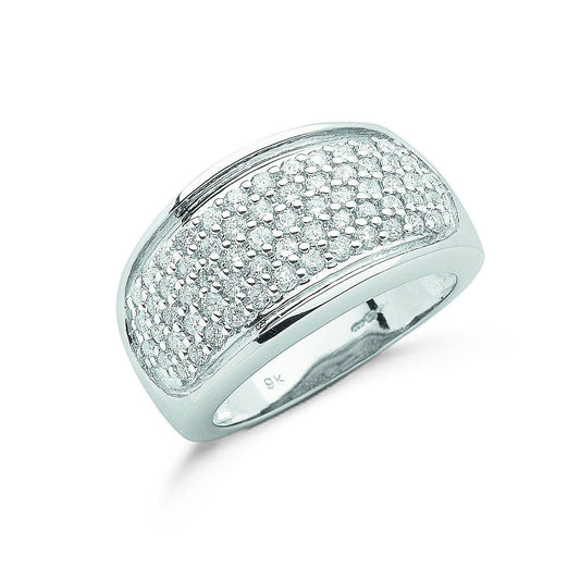 9ct White Gold 1.00ct Diamond Bombay Ring