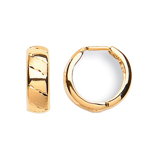 Yellow Gold 16mm Diamond Cut Huggies
