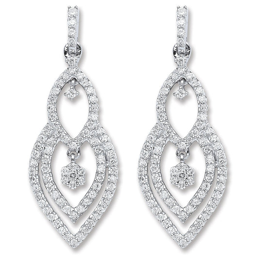 18ct White Gold 0.75ct Dia Drop Earrings (HNN-B68F83)