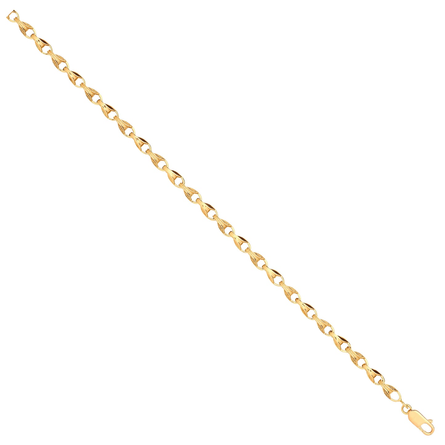 Yellow Gold Plain and Engraved 5mm Tulip Chain