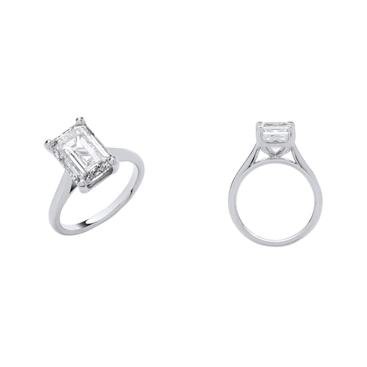 18ct White Gold 5.00ctw Emerald Cut Lab Grown Diamond Ring IGI Certified