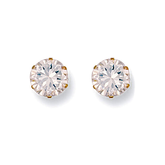 9ct Yellow Gold 7mm Claw Set Cubic Zirconia Studs
