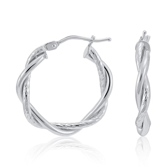 White Gold 20mm Twist Hoop