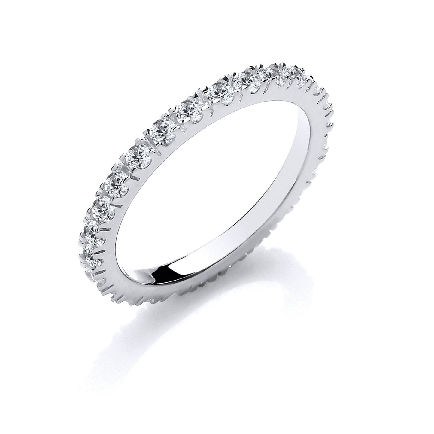 Silver Round Cubic Zirconia Full Eternity Single Row Ring