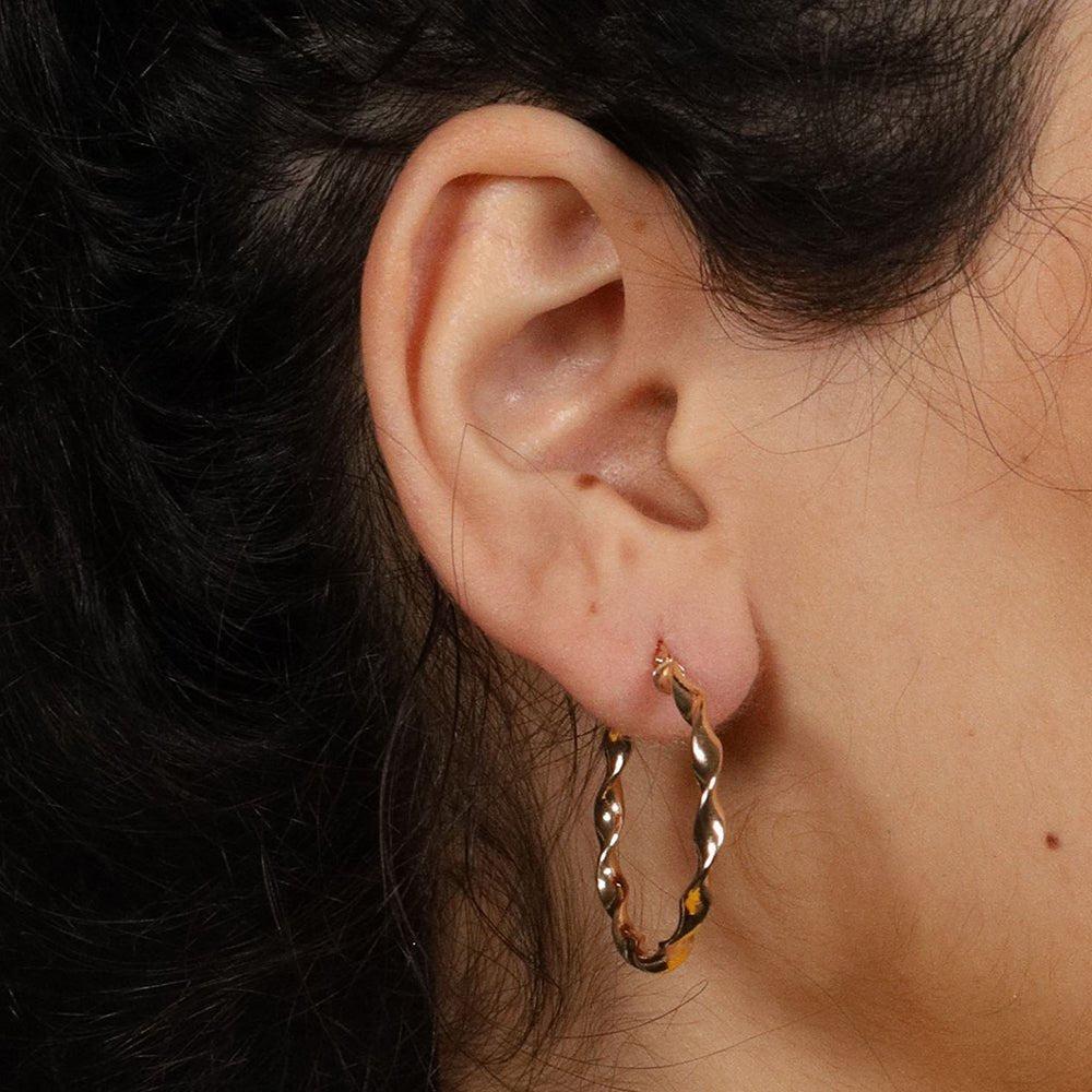 Yellow Gold 26mm Twisted Hoop Earrings - 1.2g