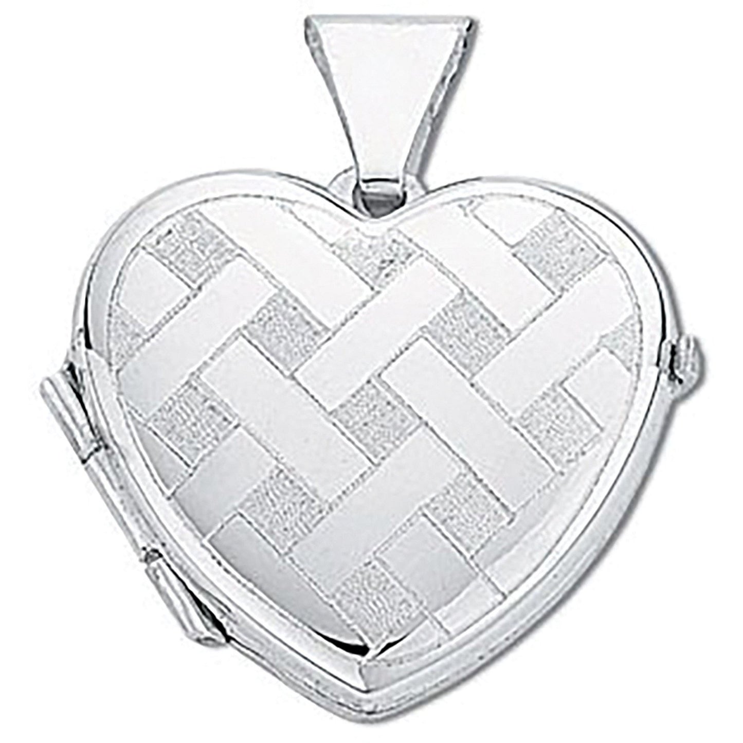 Silver Small Engraved Heart Shaped Locket (HNN-F7228A)