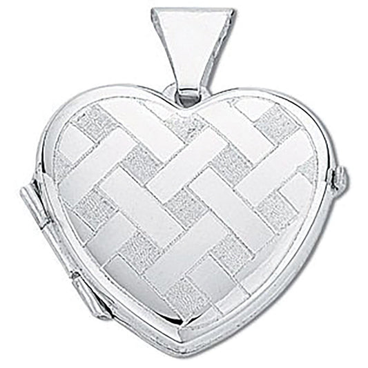 Silver Small Engraved Heart Shaped Locket (HNN-F7228A)