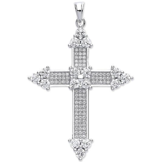 Silver Fancy Cubic Zirconia Cross - 6.0g