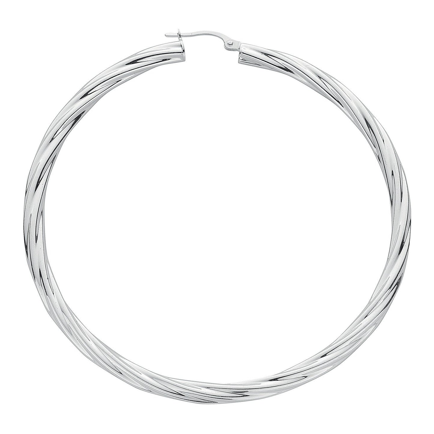 Silver Twisted Hoop Earrings - 4mm - 12.0g