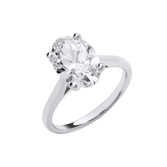 18ct White Gold 3.00ctw Oval Cut Lab Grown Diamond Ring IGI Certified