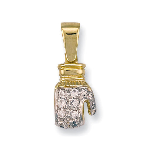 Yellow Gold Cubic Zirconia Boxing Glove Pendant - 12.6mm