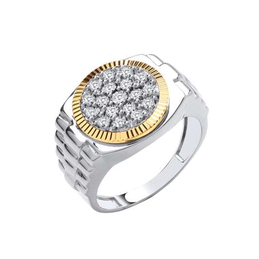 9ct Yellow White Gold 0.20ctw Two Colour Diamond Ring