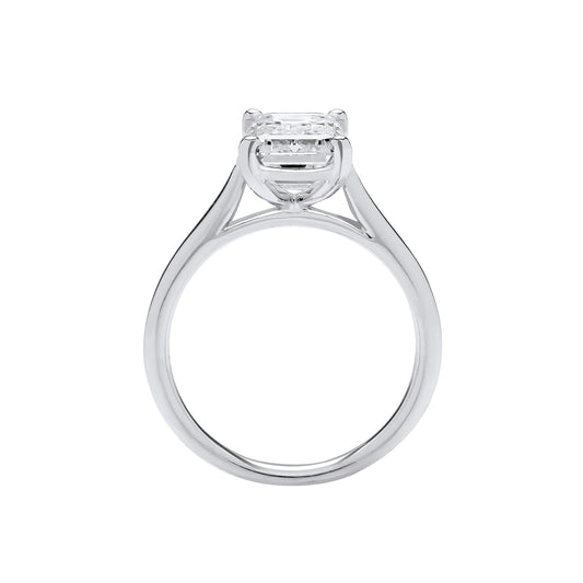 18ct White Gold 3.00ctw Emerald Cut Lab Grown Diamond Ring IGI Certified