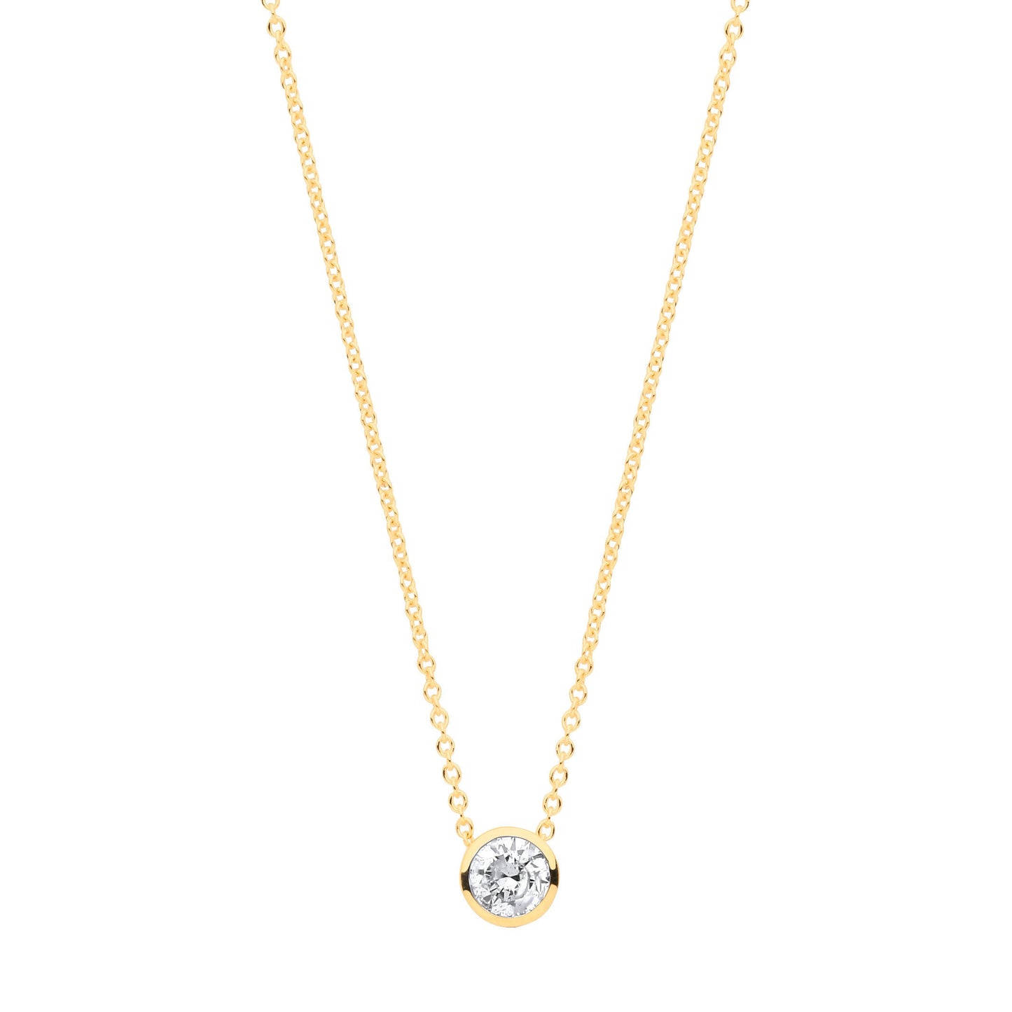 18ct Yellow Gold 0.25ctw G-SI Rubover Diamond Pendant (18in/45cm) Chain