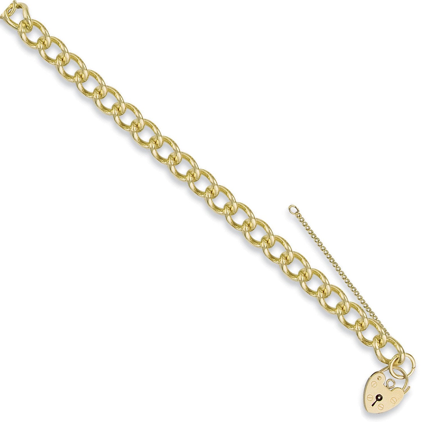 Yellow Gold Open Curb & Padlock Charm Bracelet - 35.0g