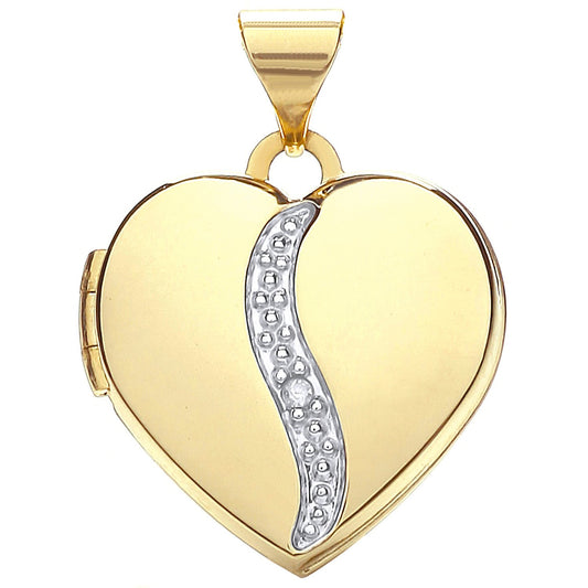 Yellow Gold Heart Shape Locket with Diamond