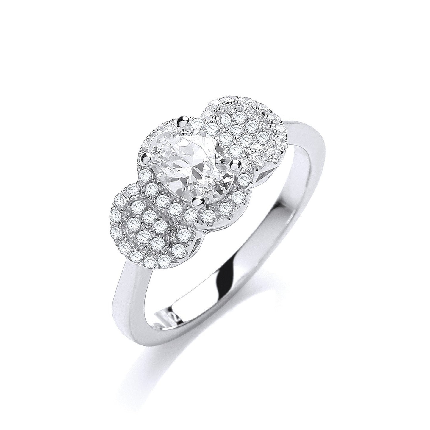 Micro Pave Trilogy with Centre Cubic Zirconia Ring